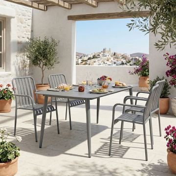 Set dining Heven Vista set 5 piese antracit aluminiu, 150x80x72 cm