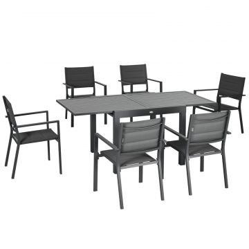 Set Gradina Aluminiu 7 piese cu Scaune si Masa Extensibila