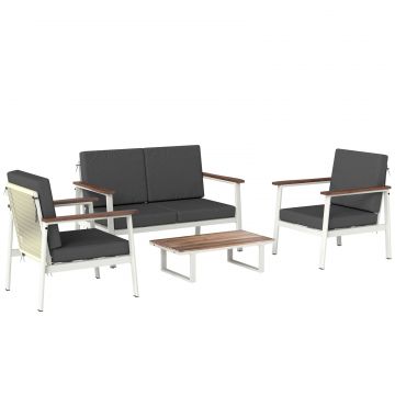 Set Mobilier Gradina 4 Persoane: 2 Fotolii, Canapea, Masuta