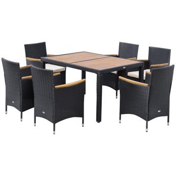 Set Mobilier Gradina 7 Piese - Ratan, Lemn  Perne Moi