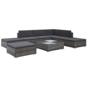 Set mobilier de exterior, 20 piese, poliratan, gri