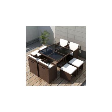 Set mobilier de exterior 21 piese, poliratan, maro