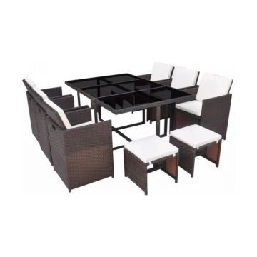 Set mobilier de exterior 27 piese, poliratan, maro