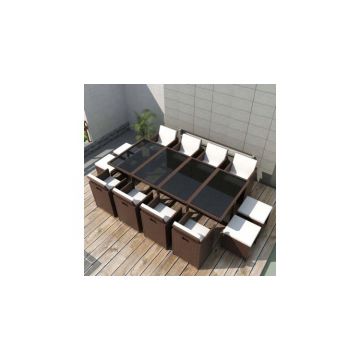 Set mobilier de exterior 33 piese, poliratan, maro