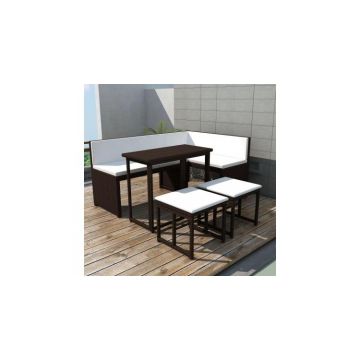 set mobilier de grădină, 12 piese, poliratan, maro
