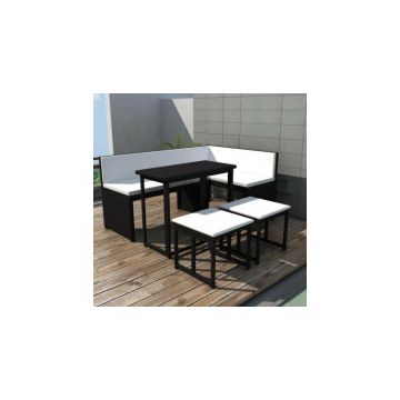 set mobilier de grădină, 12 piese, poliratan, negru