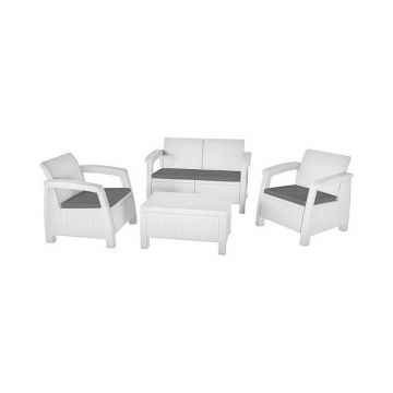 Set mobilier de gradina Bahamas - Alb/Gri-Rece