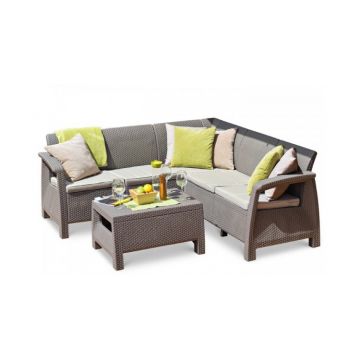 Set mobilier de gradina cu coltar - Corfu II Relax Capuccino Gri-nisipiu