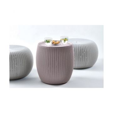 Set mobilier de gradina cu scaune gri si masuta violet depozitare, Urban Knit Gri