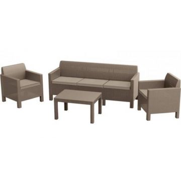 Set Mobilier de gradina Orlando cu canapea de 3 locuri - Maro cappuccino - nisip