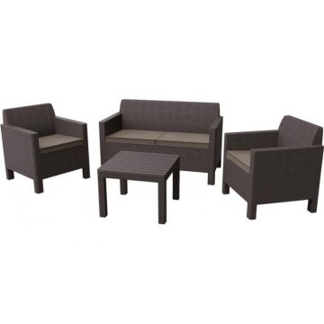 Set Mobilier de gradina Orlando cu masuta de cafea - Maro/Gri-Taupe