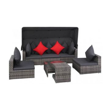 Set mobilier gradina, 23 piese, poliratan, gri