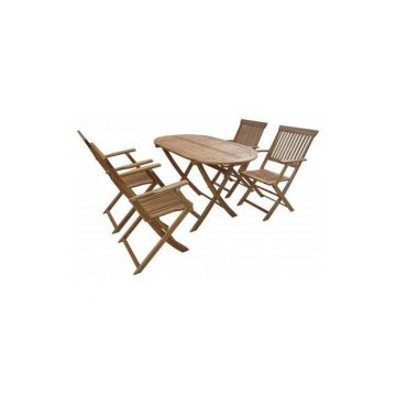 Set mobilier Portofino, lemn acacia, 5 piese, maro