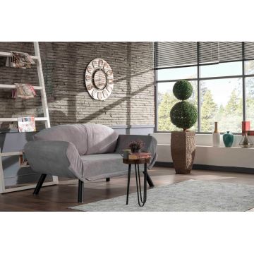 Canapea extensibila Genzo, Futon, 2 locuri, 177x81x87 cm, metal, gri