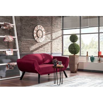 Canapea extensibila Genzo, Futon, 2 locuri, 177x81x87 cm, metal, maroon