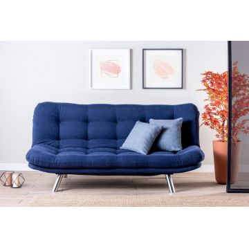 Canapea extensibila Misa Sofabed, Futon, 3 locuri, 198x128 cm, metal, bleumarin