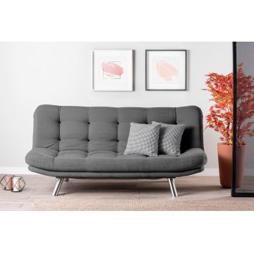 Canapea extensibila Misa Sofabed, Futon, 3 locuri, 198x128 cm, metal, gri