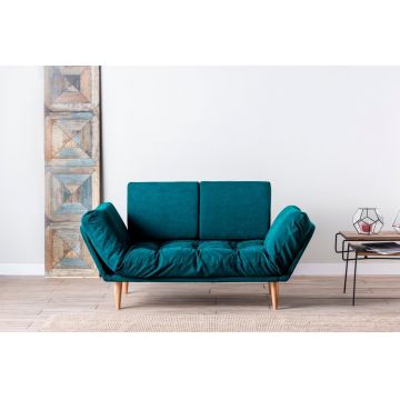 Canapea extensibila Nina Daybed, Futon, 3 locuri, 200x70 cm, metal, verde petrol