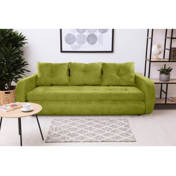 Canapea extensibila Siena, 230x97x78 cm, cu lada de depozitare, Verde