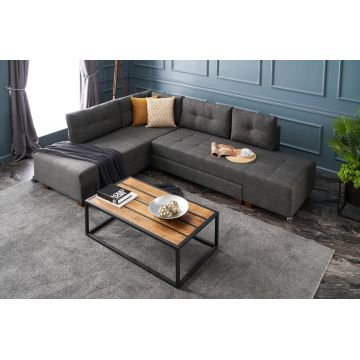 Coltar extensibil pe stanga Manama, Balcab Home, 280x206x85 cm, lemn, antracit