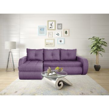 Coltar extensibil reversibil Siena Lux Purple 243x141x81 cm cu lada de depozitare