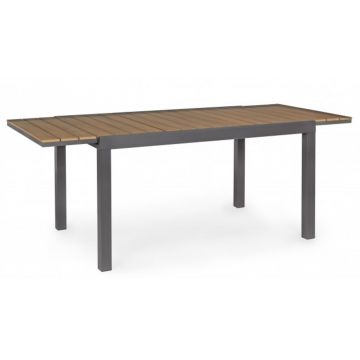 Masa extensibila pentru gradina Elias, Bizzotto, 140-200 x 90 x 75 cm, aluminiu, gri carbune
