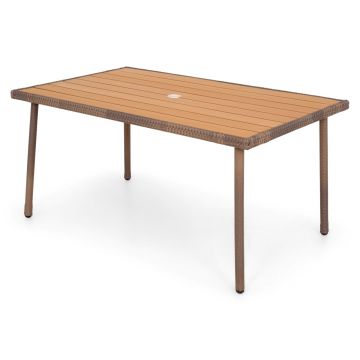 Masa pentru gradina, Amaya, 150 x 90 x 72 cm, otel, maro Masa pentru gradina, Amaya, 150 x 90 x 72 cm, otel, maro