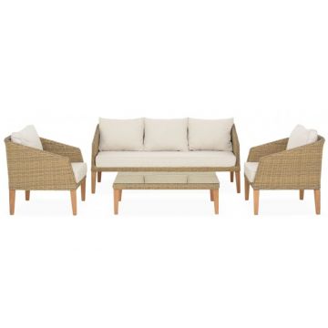 Set mobilier DEBBY terasa/gradina, 2 fotolii, canapea si masa
