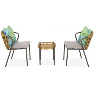 Set mobilier gradina AMADORA, aluminiu ratan, cu 2 scaune si masuta